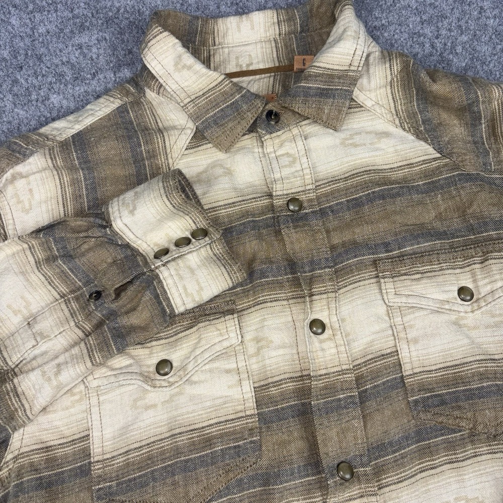 Redhead Ranch Western Shirt Mens Large Aztec Brown Pearl Snap Outdoor Rodeo Hunt